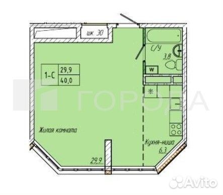 1-к. квартира, 40 м², 9/17 эт.