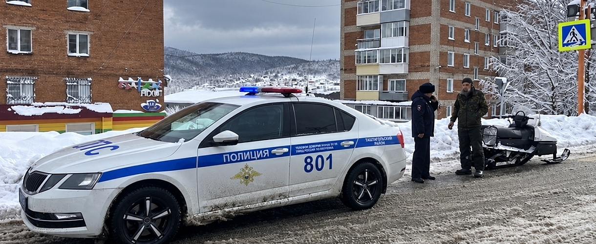 На снегоходе без прав и шлема: в Шерегеше поймали 56-летнего нарушителя