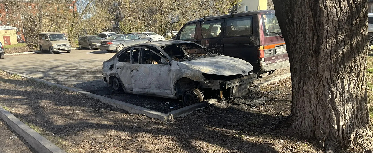 Читатель прислал фото сгоревшей дотла Шкоды Октавии в Новокузнецке